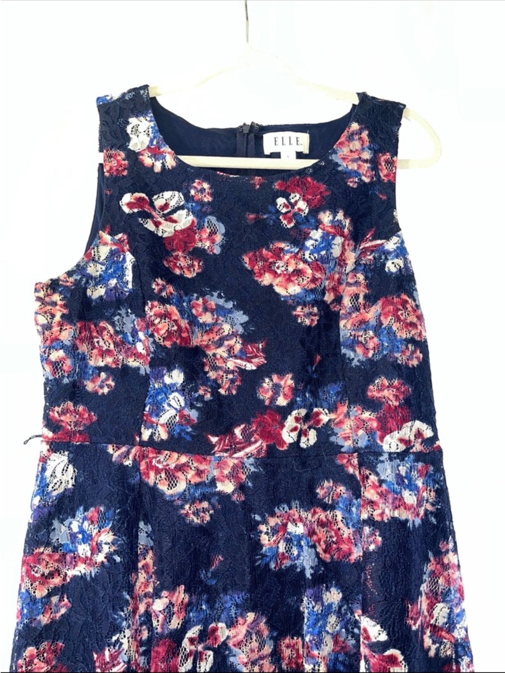 Elle Navy Floral Lace Dress Size Large Perfect for a Wedding Guest